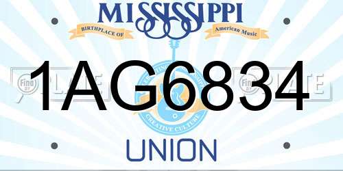 1AG6834 Mississippi License Plate