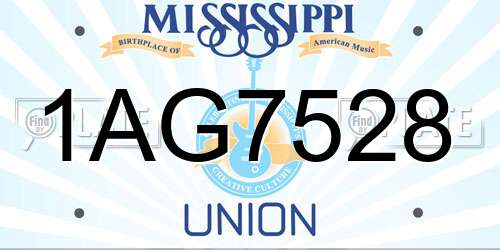 1AG7528 Mississippi License Plate