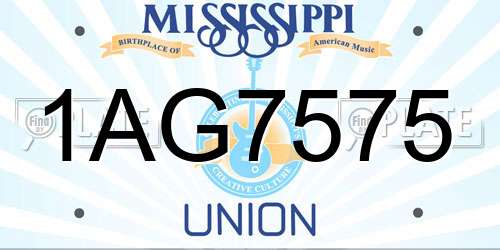 1AG7575 Mississippi License Plate