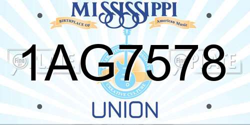 1AG7578 Mississippi License Plate