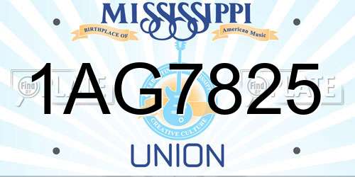 1AG7825 Mississippi License Plate