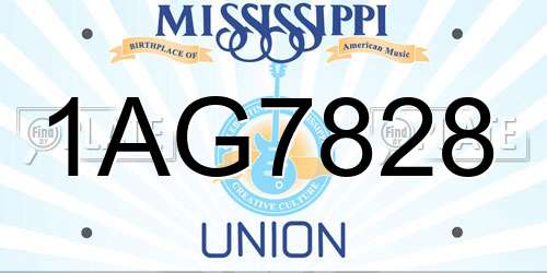 1AG7828 Mississippi License Plate