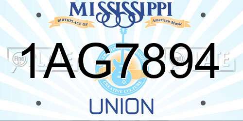 1AG7894 Mississippi License Plate