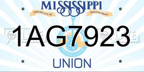 1AG7923 Mississippi License Plate