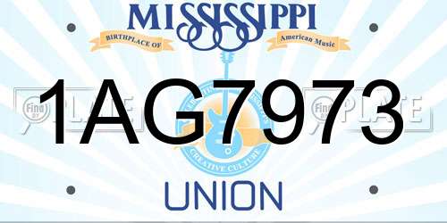 1AG7973 Mississippi License Plate