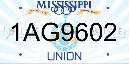 1AG9602 Mississippi License Plate
