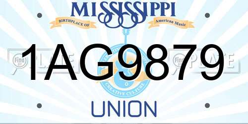 1AG9879 Mississippi License Plate