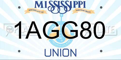1AGG80 Mississippi License Plate