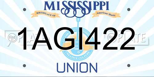 1AGI422 Mississippi License Plate