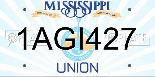 1AGI427 Mississippi License Plate