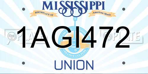 1AGI472 Mississippi License Plate