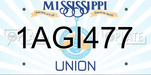1AGI477 Mississippi License Plate