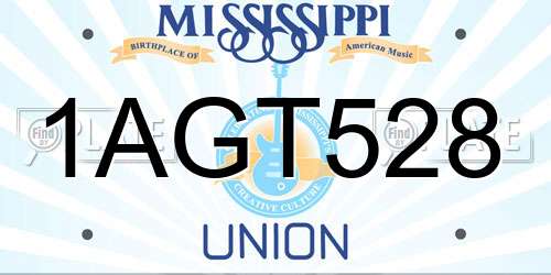 1AGT528 Mississippi License Plate