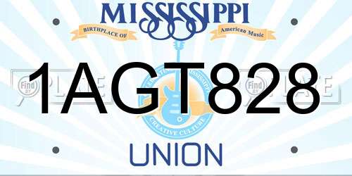 1AGT828 Mississippi License Plate