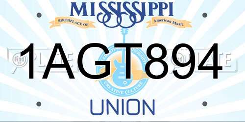 1AGT894 Mississippi License Plate