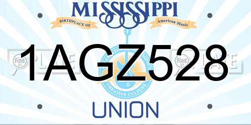 1AGZ528 Mississippi License Plate