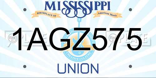 1AGZ575 Mississippi License Plate
