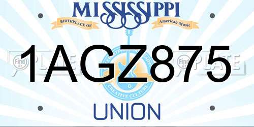 1AGZ875 Mississippi License Plate