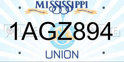 1AGZ894 Mississippi License Plate