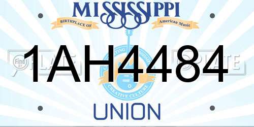 1AH4484 Mississippi License Plate