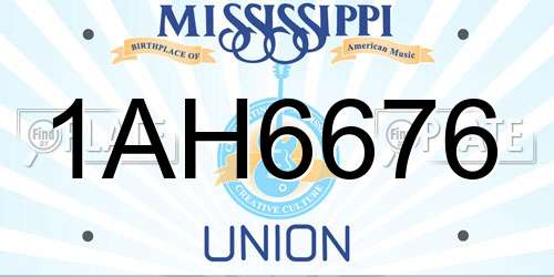 1AH6676 Mississippi License Plate