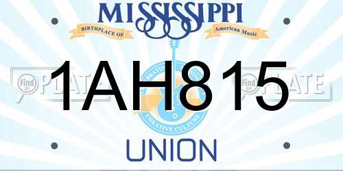 1AH815 Mississippi License Plate