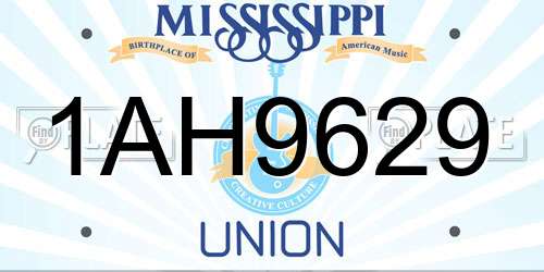 1AH9629 Mississippi License Plate
