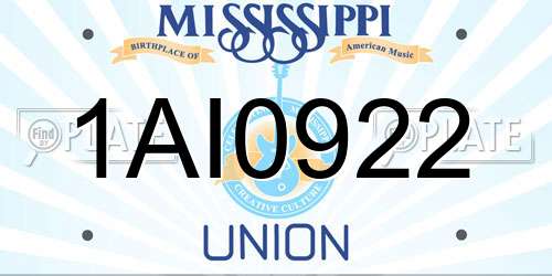 1AI0922 Mississippi License Plate