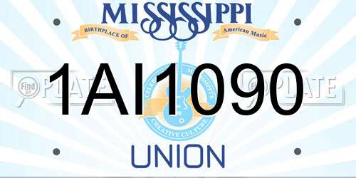 1AI1090 Mississippi License Plate