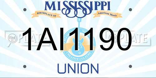 1AI1190 Mississippi License Plate