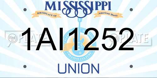 1AI1252 Mississippi License Plate