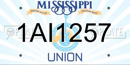 1AI1257 Mississippi License Plate