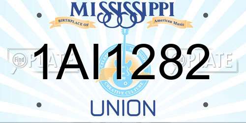 1AI1282 Mississippi License Plate