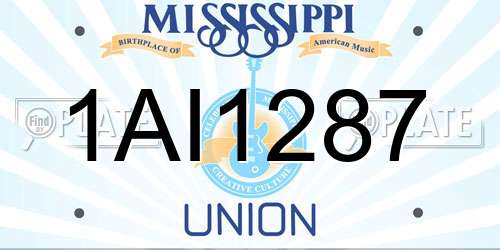 1AI1287 Mississippi License Plate