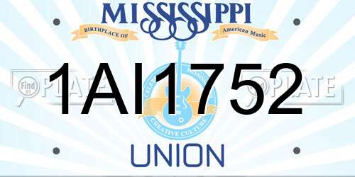 1AI1752 Mississippi License Plate