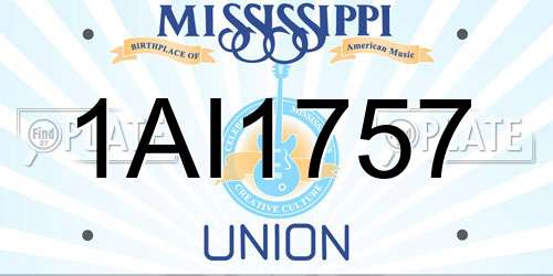 1AI1757 Mississippi License Plate