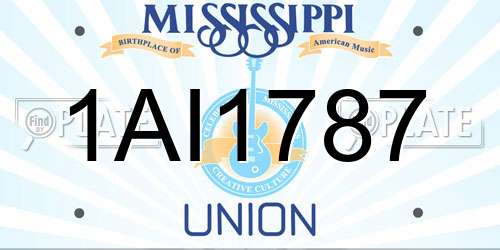 1AI1787 Mississippi License Plate