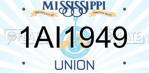 1AI1949 Mississippi License Plate