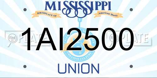 1AI2500 Mississippi License Plate