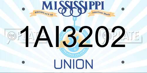 1AI3202 Mississippi License Plate