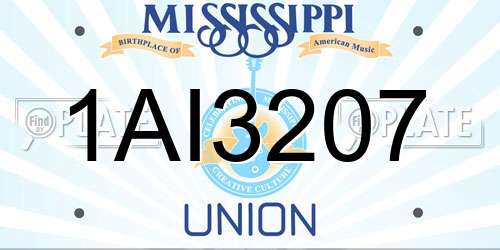 1AI3207 Mississippi License Plate