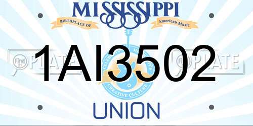 1AI3502 Mississippi License Plate