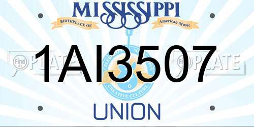 1AI3507 Mississippi License Plate