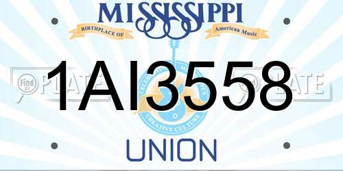 1AI3558 Mississippi License Plate