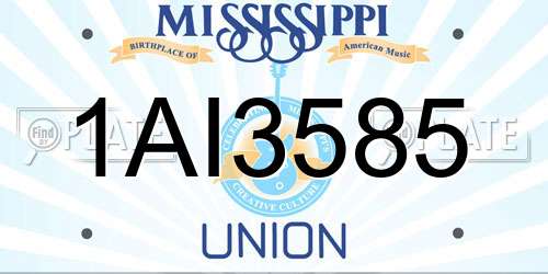 1AI3585 Mississippi License Plate