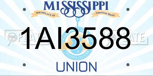 1AI3588 Mississippi License Plate