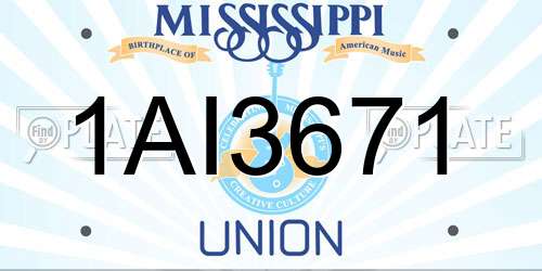 1AI3671 Mississippi License Plate