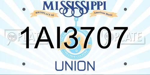 1AI3707 Mississippi License Plate