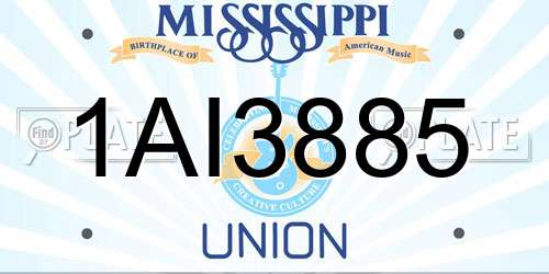 1AI3885 Mississippi License Plate