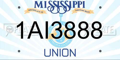 1AI3888 Mississippi License Plate